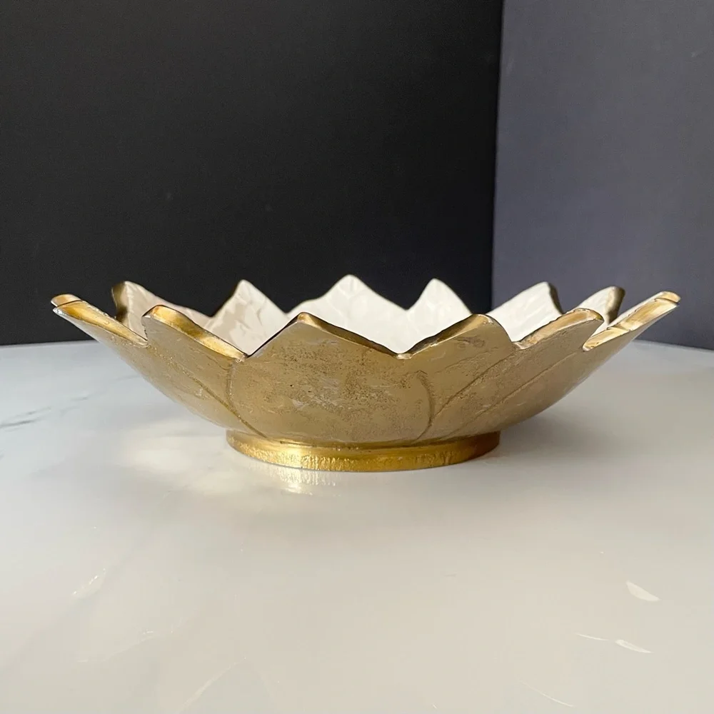 Gold Snow Poinsettia Bowl by Julia Knight
